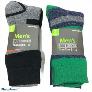 Two‎ packs Men’s Brand New Boot Socks- 4 Pairs
